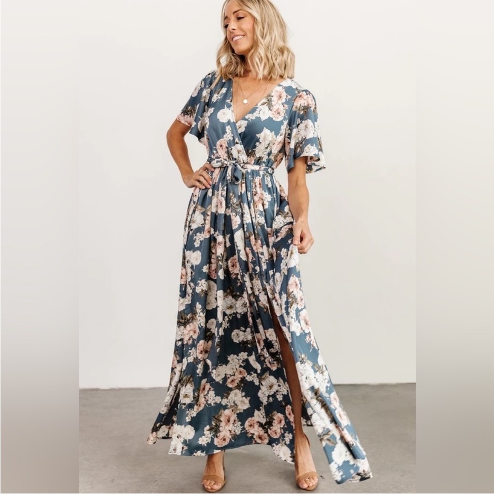 Baltic Born Floral Maxi Dress - Blue and Cream